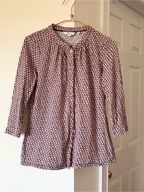 Boden 3/4 Sleeve Button-Down Jersey Shirt